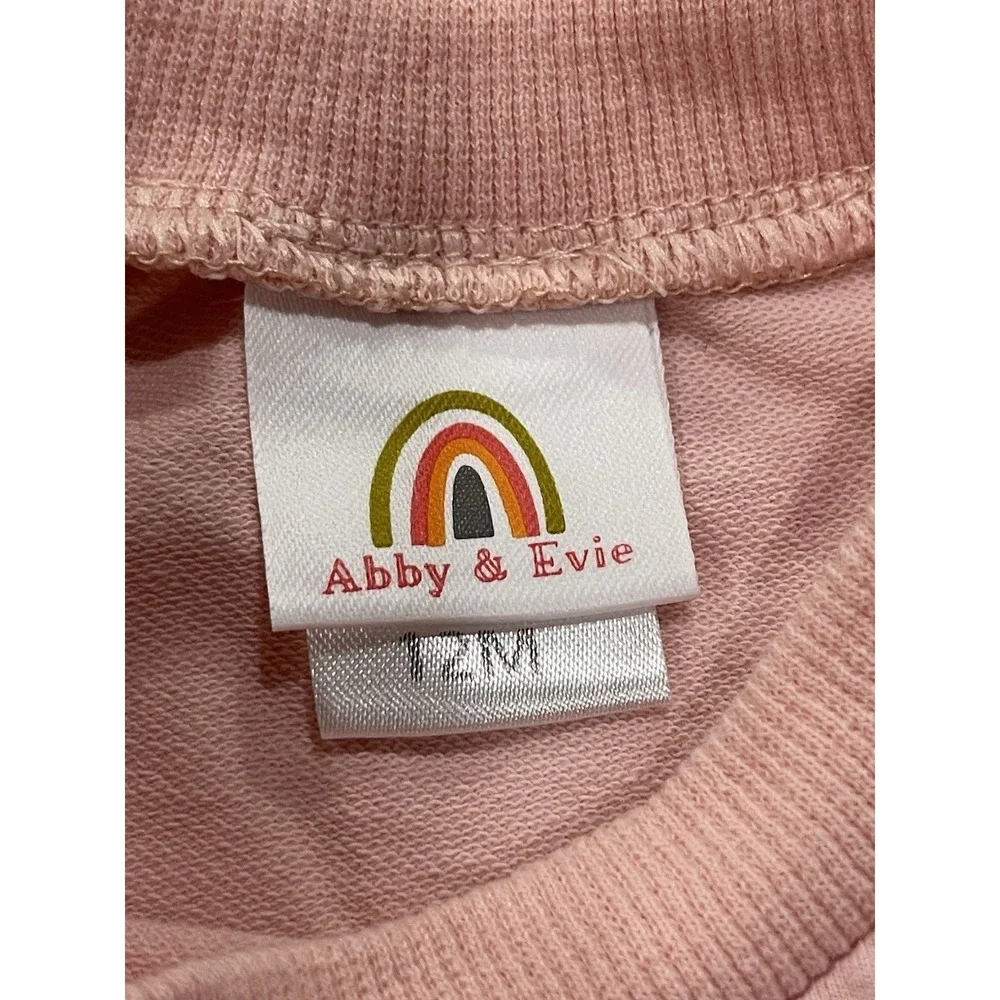 Abby And Evie Girls Pink Toddler Baby Set Sz 12 Months Crew Neck Top & Pants EUC